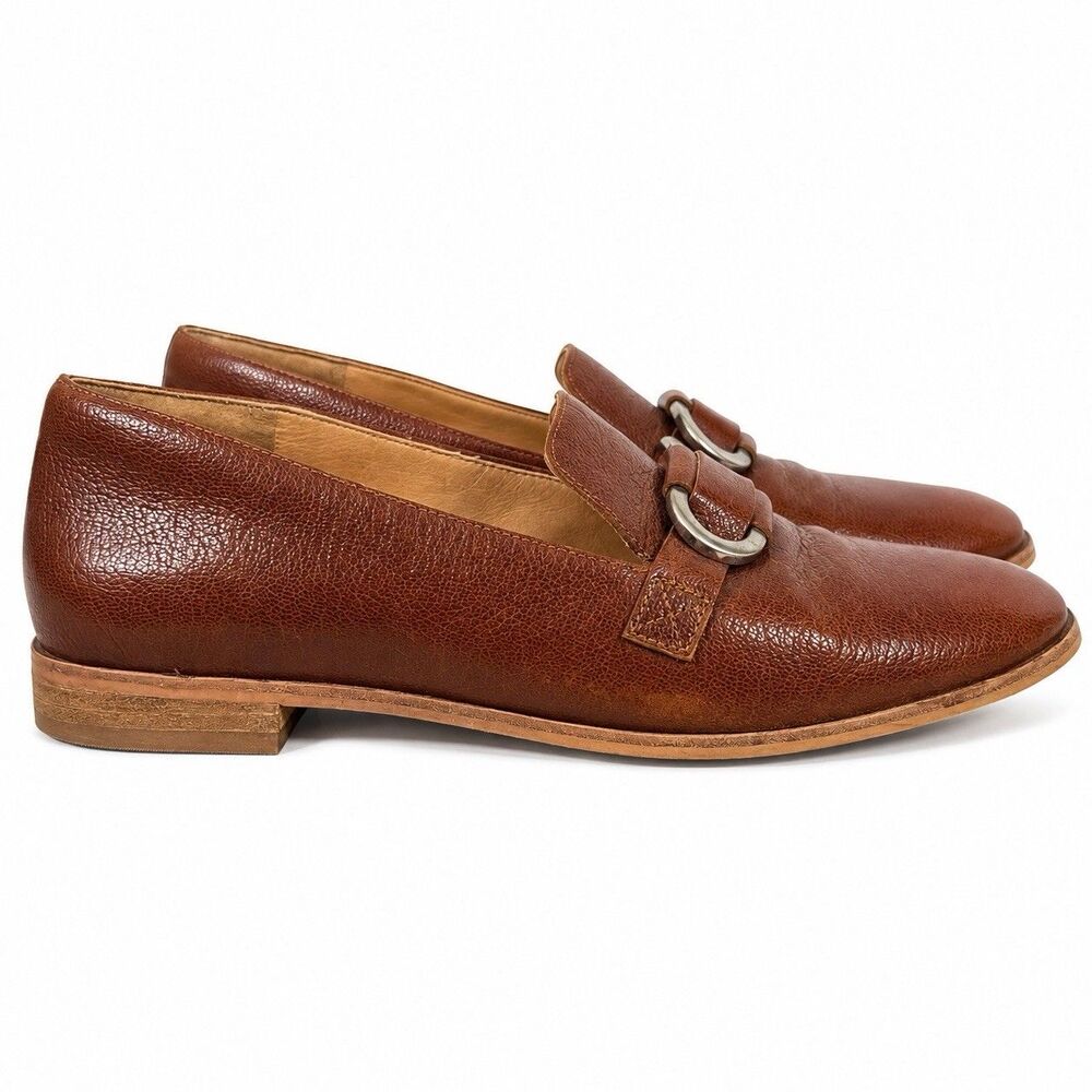 Corso Como Womens 8 Brown Leather Horsebit Loafers Slip On Flats Shoes